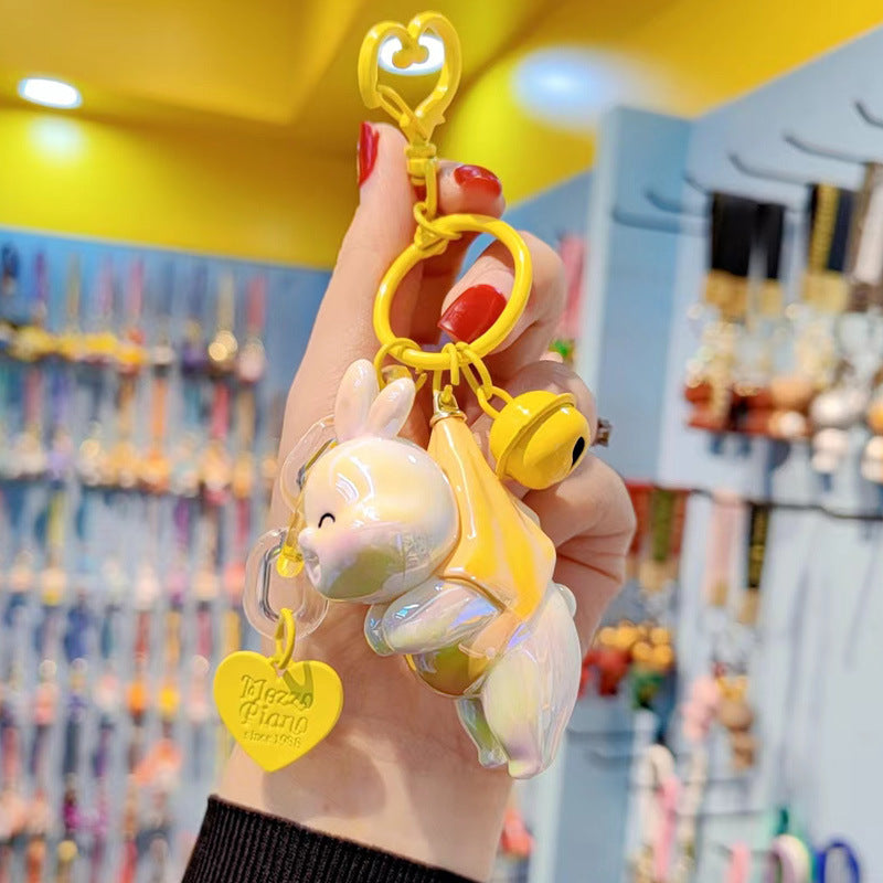 Wholesale Acrylic Electroplating Colorful Rabbit Keychain